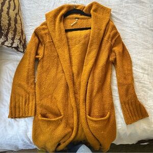 Free People "Snow Angel" hooded cardigan in marigold, Size XS